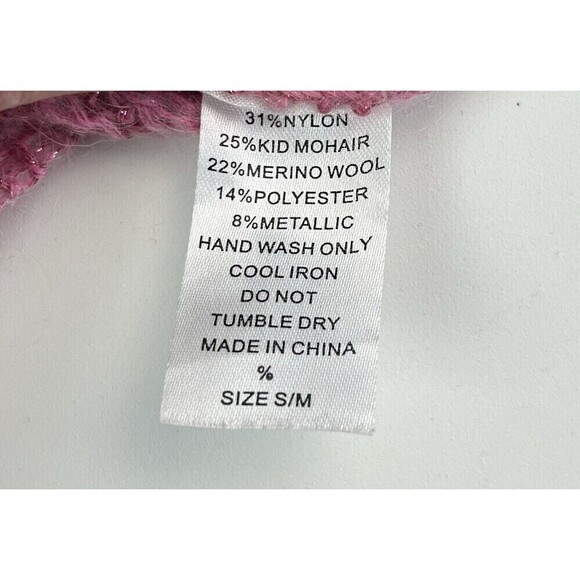 WYSE London Open Front Cardigan Small Pink mohair wool Metallic Cottagecore - Picture 11 of 11